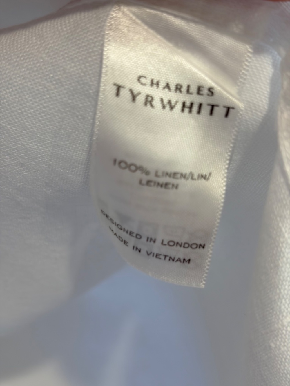 Charles Tyrwhitt Men’s M Classic Fit White 100% Linen Button Down Shirt - Picture 2 of 5